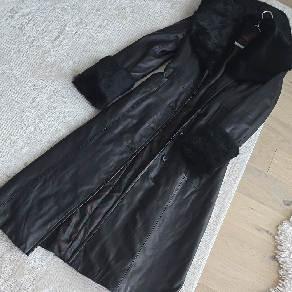 Elegant Black Leather Coat